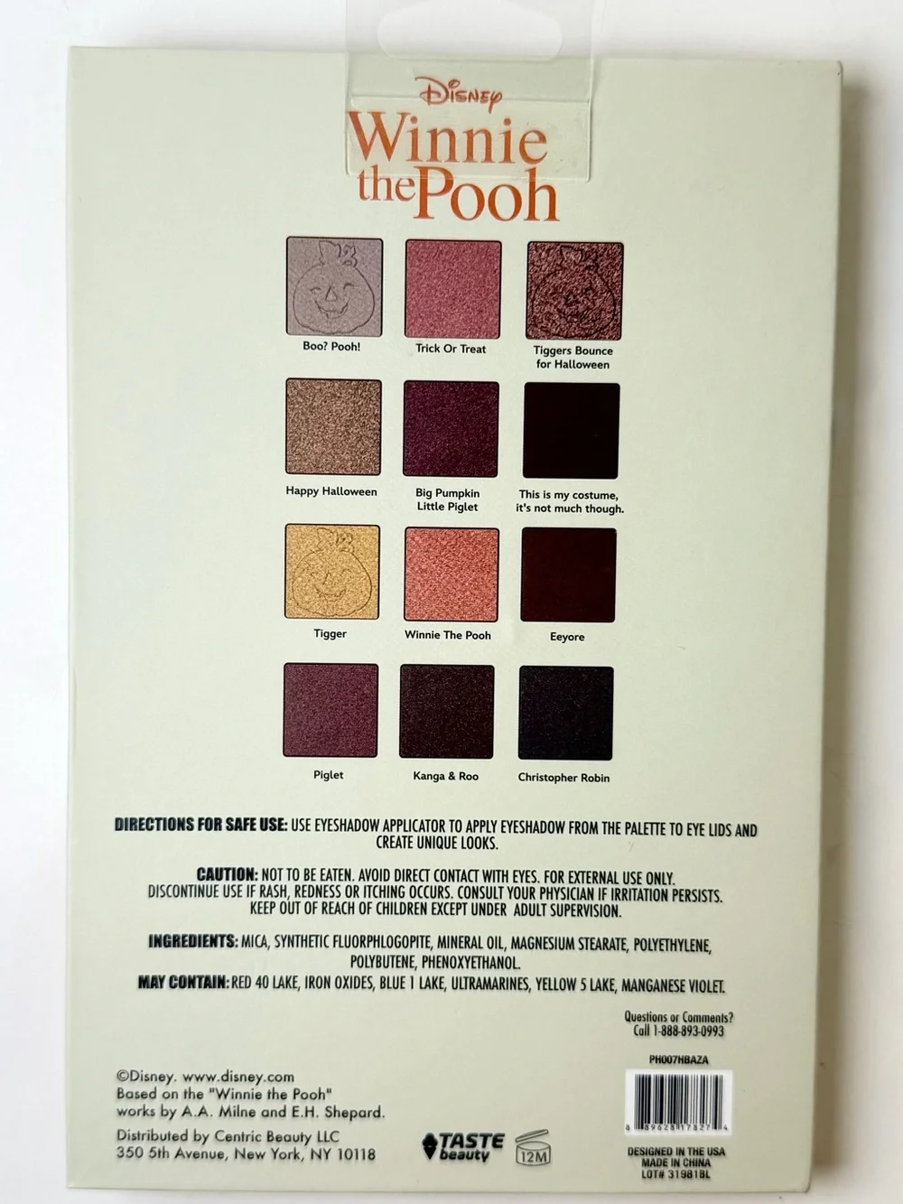 New Disney Winnie The Pooh Happy Halloween 12 Color Eyeshadow Palette W/ Mirror